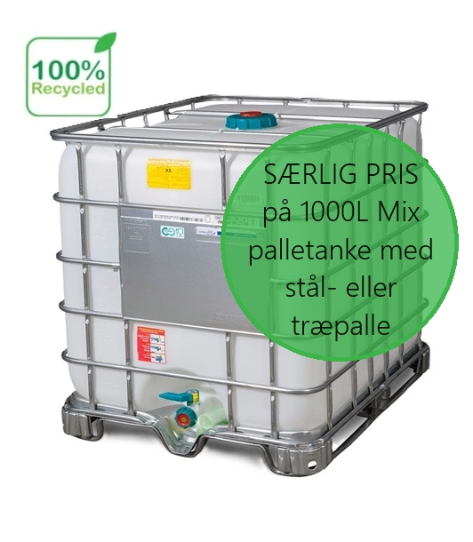 Mix palletank 1000 liter på stålpalle, fødevaregodkendt beholder