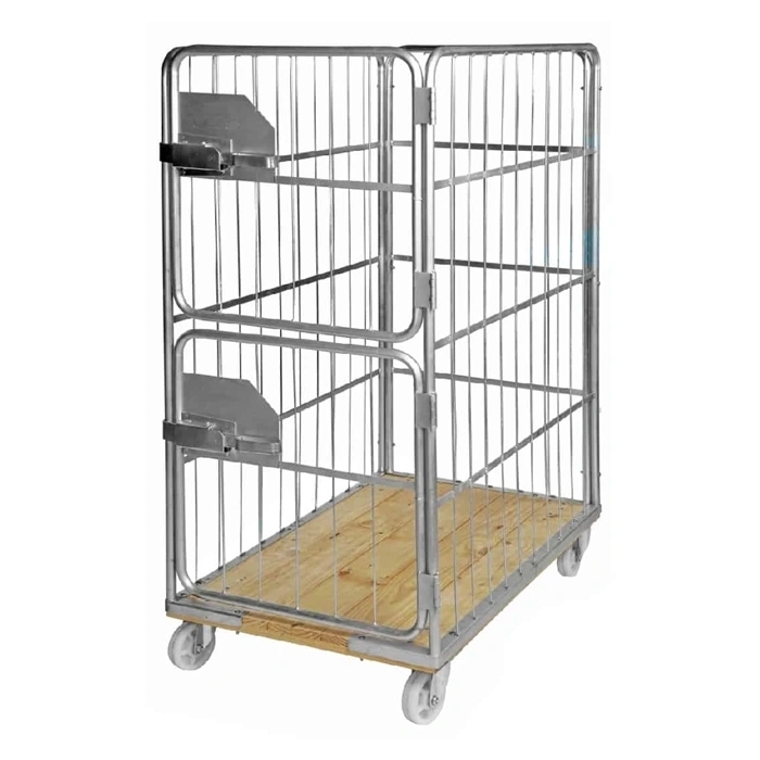 Postbur m. todelt låge, træbund & bremse, 1200x750x1700