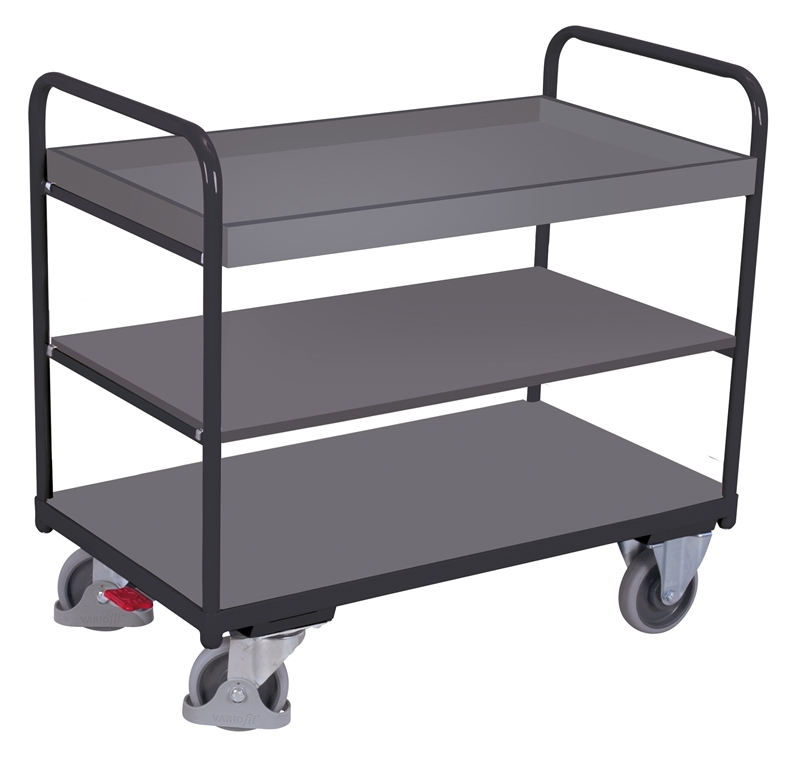 Rullevogn øvre hylde m/kant 910x500x990 mm 3 lastflader, Antracit