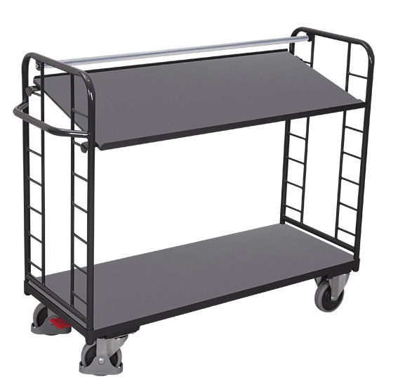 Plukkevogn m/tiphylde, træ 1760x650x1275 mm 2 lastflader, Antracit