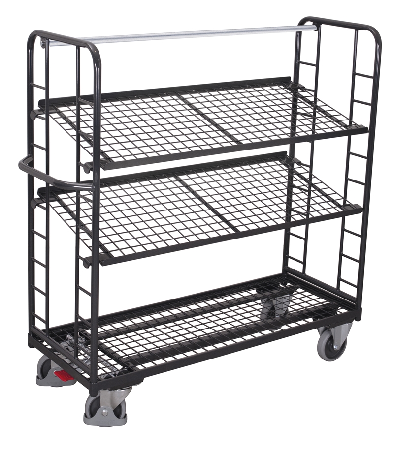 Plukkevogn 2 tiphylder, gitter 1760x650x1575 mm 3 lastflader, Antracit