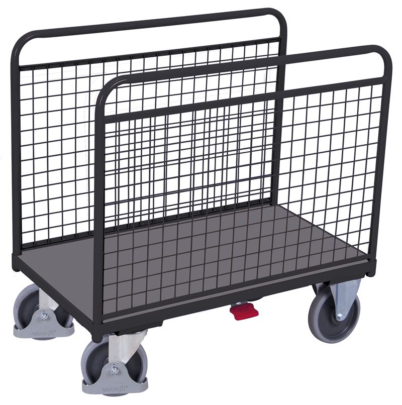 Langgodsvogn m/Netsidegitter, 1060x600x1045, 1 flade, Antracit