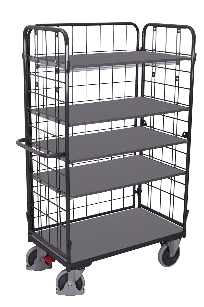 Plukkevogn Høj, tre-sidet 1040x525x1780 mm 5 lastflader, Antracit