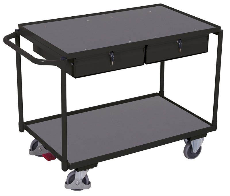 Værkstedsvogn m/2 skuffer, 1175x625x850, 2 flader, Antracit