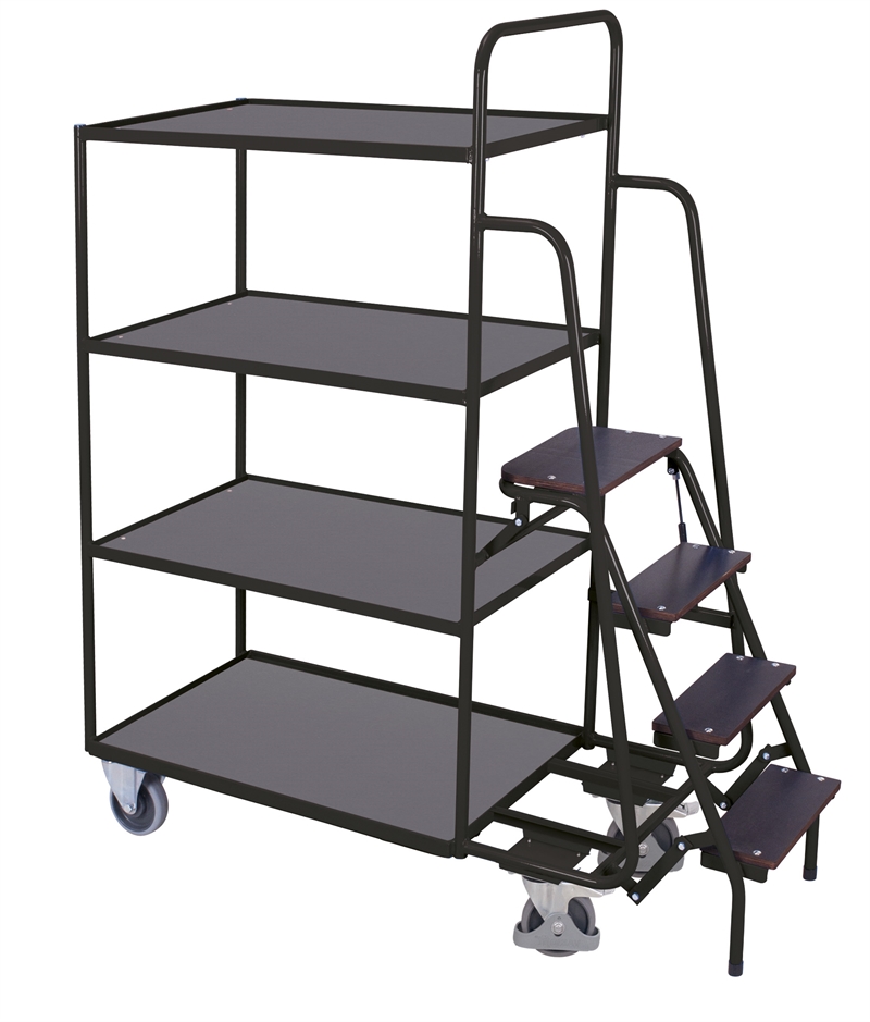 Plukkevogn Høj, trinløft med gastryksfjeder 1695x625x1900 mm 4 lastflader, Antracit