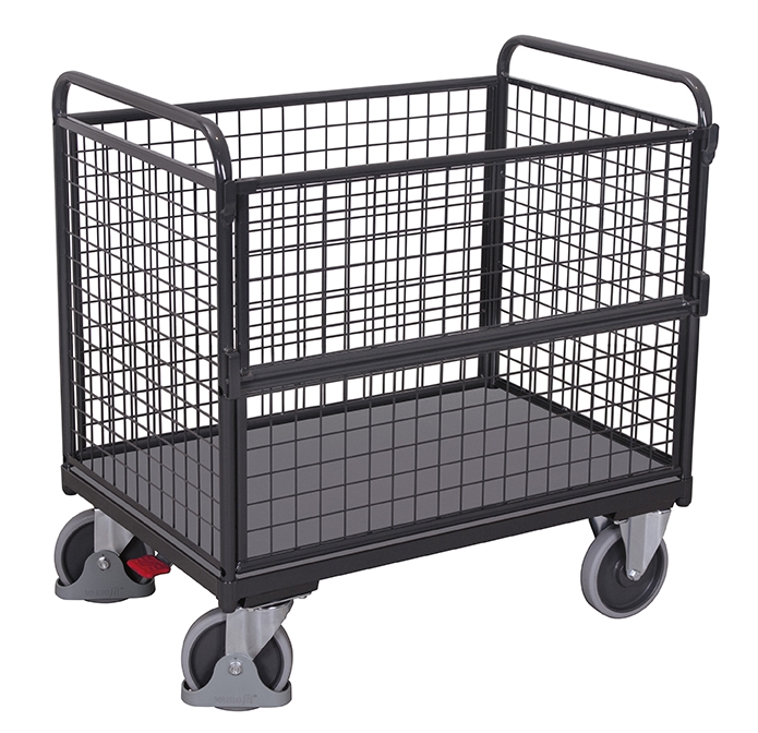 Platformsvogn m/Netgitter, 1260x815x1095, 1 flade, Antracit