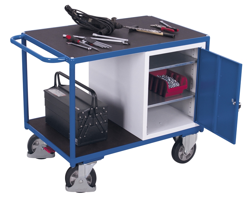 Værkstedsvogn Heavy Duty, laminat, skab, 1390x800x930, 2 flader, Antracit