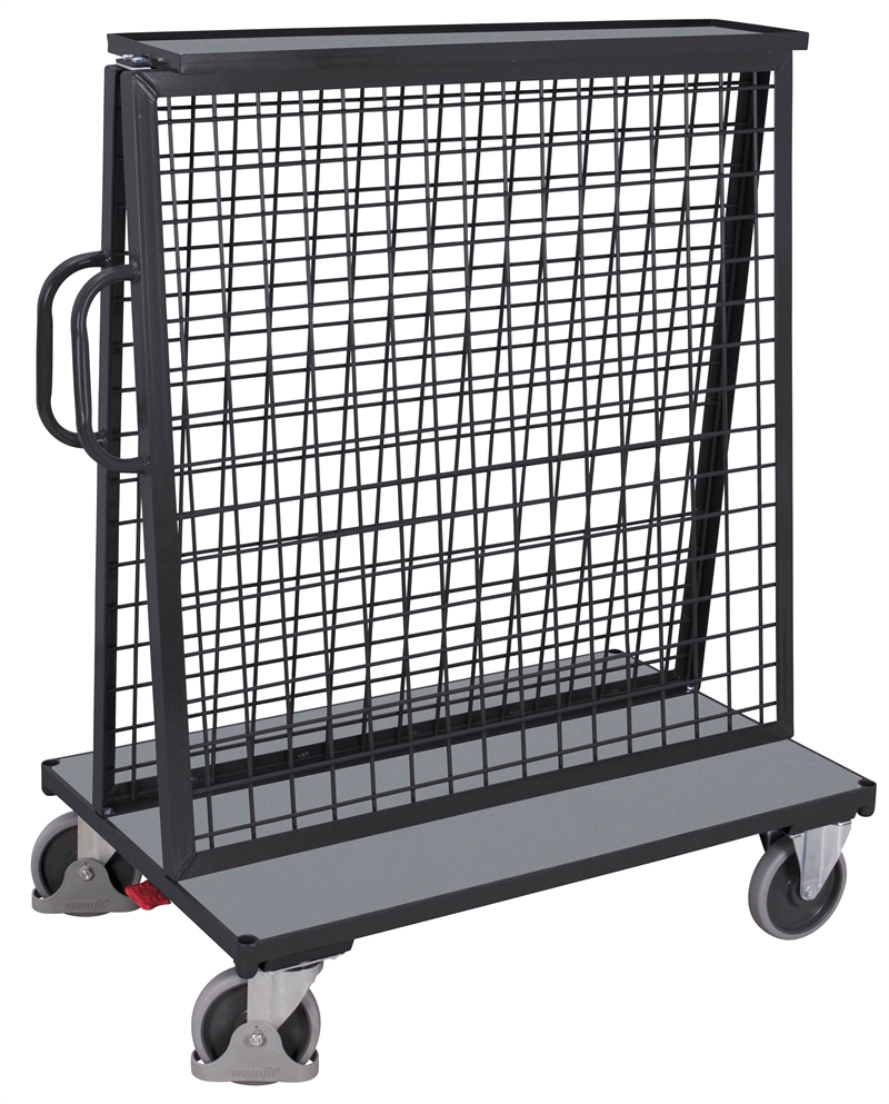 Værkstedsgittervogn til ophæng af materiel inkl. tophylde, 1370x800x1585, Antracit
