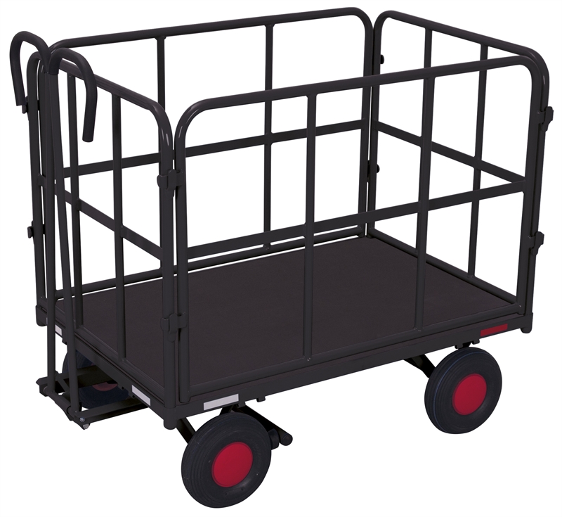 Trækvogn m/4 sider, luftdæk, 1320x815x1200, 1 flade, Antracit