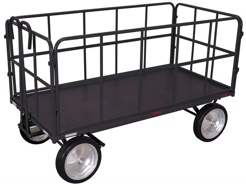 Trækvogn m/4 sider, solid dæk, 1265x815x1340, Antracit