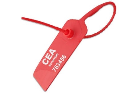 Plastplombe med nummer, 250×2,2 mm. Rød