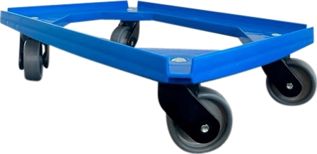 Møbelhund 600×400 mm, PP, Gummihjul, Åben – Blå