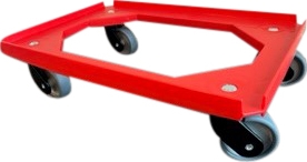 Møbelhund 600×400 mm, PP, Gummihjul, Åben – Rød