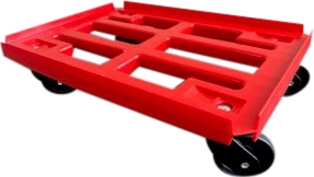 Møbelhund 600×400 mm, PP, Plasthjul – Rød